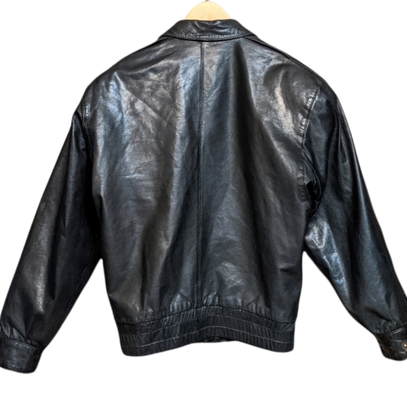 Luis Alvear Womens Soft Leather Jacket Vintage 80s Black Size S Zip Up Biker - Picture 3 of 8